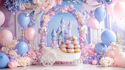Whimsical Cake Smash Celebration with Balloon Arch and Easter Egg Prop