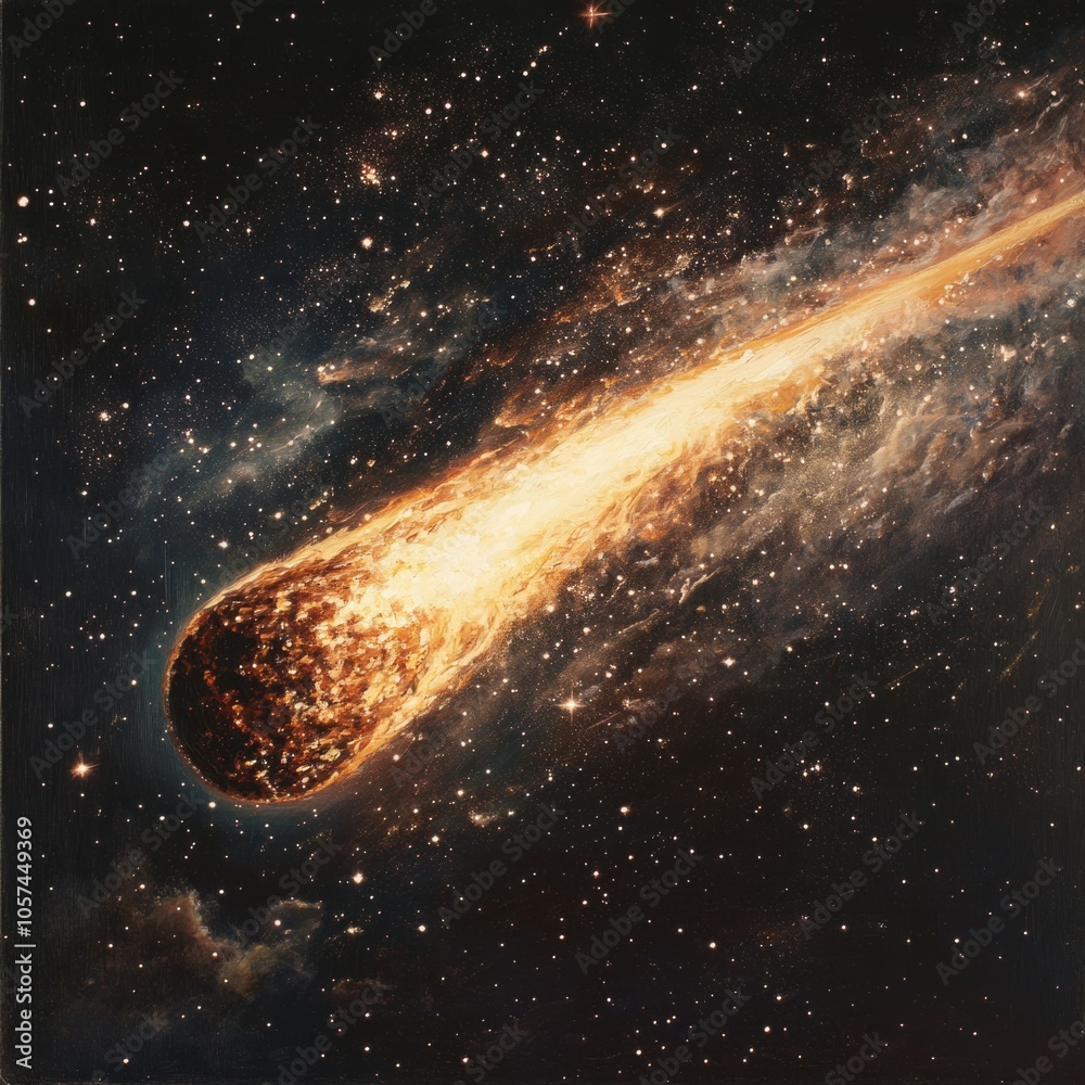 Wall mural comet tail in deep space generative ai