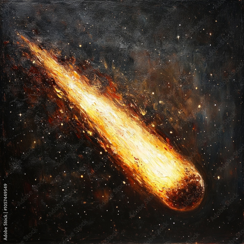 Wall mural comet tail in deep space generative ai