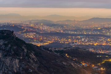 Seoul in winter is a beautiful city.Seoul city,South Korea