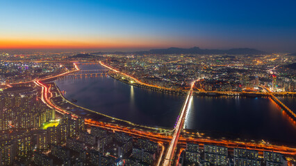 Seoul in winter is a beautiful city.Seoul city,South Korea
