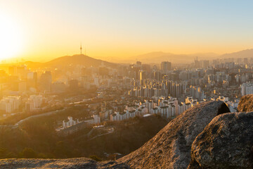 Seoul in winter is a beautiful city.Seoul city,South Korea