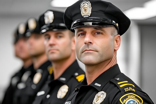 Detective in a police lineup room, observing closely as suspects are presented, capturing the methodical approach in criminal identification, symbolizing thoroughness and attention
