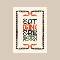 Merry Christmas and Happy New Year vertical flyer or poster template. Modern trendy Matisse minimal style. Hand drawn design for wallpaper, wall decor, print, postcard, cover, template, banner.
