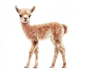 Obraz premium Adorable Watercolor Baby Llama Illustration