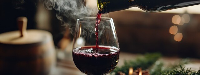 wine is poured into a glass. Selective focus