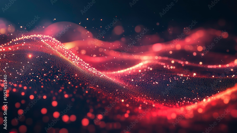 Fototapete this futuristic technology banner displays a red-light glow effect on a dark background, showing a d