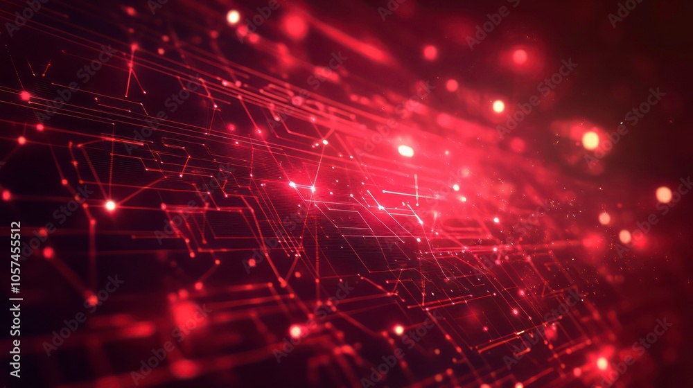 Fototapete this futuristic technology banner displays a red-light glow effect on a dark background, showing a d