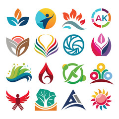 Multicolor Art Logo Collection with Vibrant Silhouettes