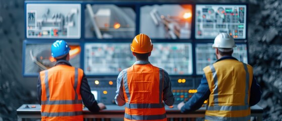 Workers Monitoring Mineral Extraction Operations