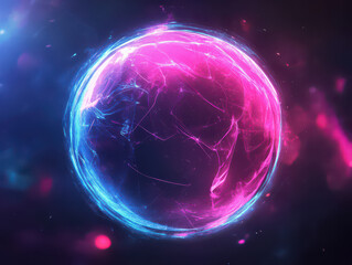 Obraz premium A glowing orb of pink and blue energy, perfect for sci-fi or fantasy projects.