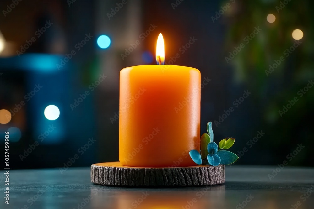Poster Hyper-realistic image of a flame dancing on a candle wick in a dark setting, with detailed light and shadows capturing the subtle beauty of heat, symbolizing warmth and focus