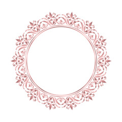 Damask Rose Gold Round Wreath circular round ornament floral Abstract pattern, Classic Victorian traditional style, illustration Vintage Design, Floral frames, Mandala, Antique, Moroccan frame