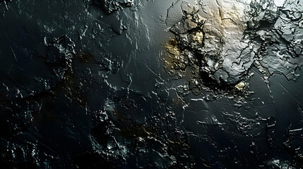 Fototapeta premium Black Abstract Background Texture with Cracks and Relief