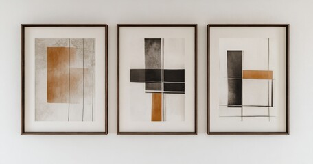 Obraz premium Modern Abstract Geometric Trio: Wall Art Prints for Digital Interior Decor with Unique Texture