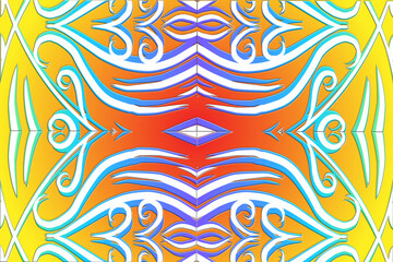 colourful Luxurious batik flower line art pattern of indonesian culture traditional background