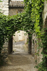 Une ruelle du village médiéval de Vogüé, situé dans le département de l'Ardèche en France