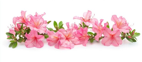 Fototapeta premium Beautiful Pink Azalea Flowers Blooming On White Background