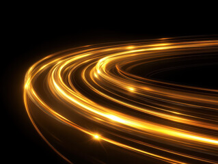 Abstract circular light trails in gold, creating a dynamic and modern design.