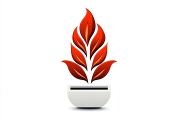 Minimalist icon of a flame and a pot, symbolizing cooking with heat in a straightforward design, symbolizing functionality and energy