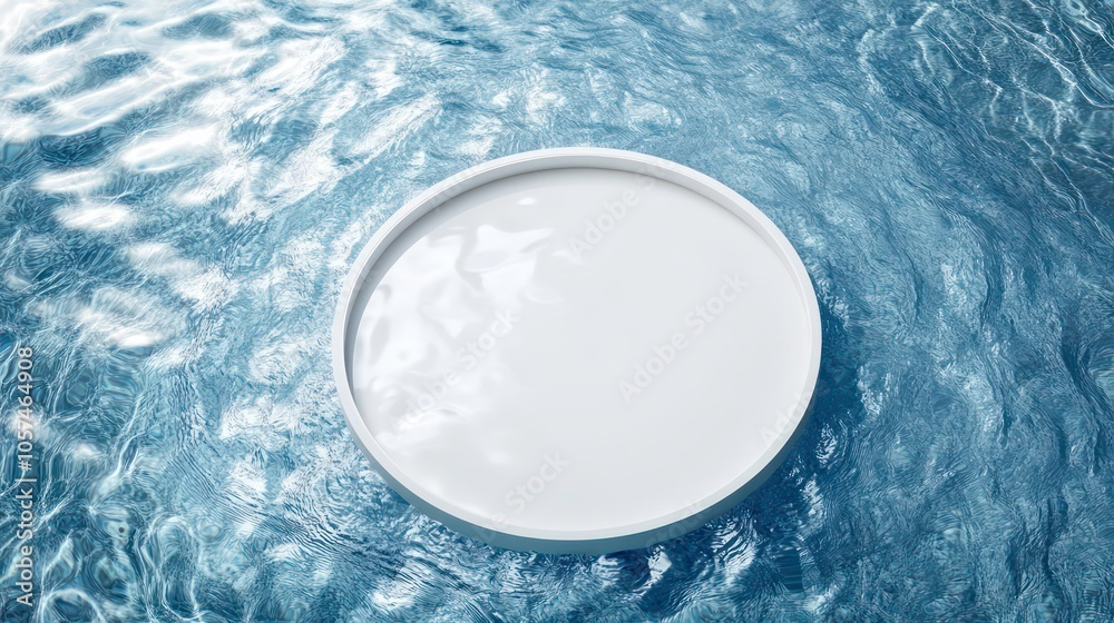 Aufkleber a circular, white object floating on rippling water, suggesting calmness and tranquility.