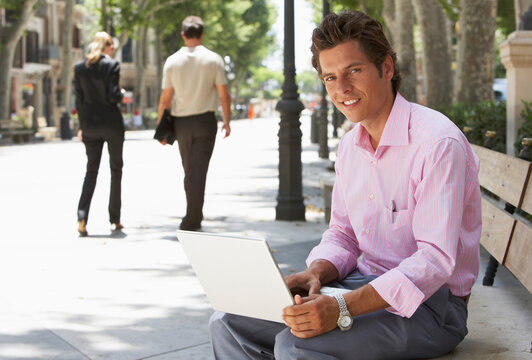 Man Using Laptop Computer