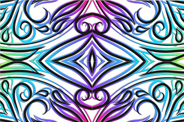 colourful Luxurious batik flower line art pattern of indonesian culture traditional background