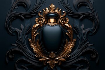 Obraz premium Retro illustration of a finely crafted perfume bottle with ornate designs, showcasing the elegance of luxury beauty products from a classic era, symbolizing elegance and nostalgia