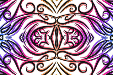 colourful Luxurious batik flower line art pattern of indonesian culture traditional background