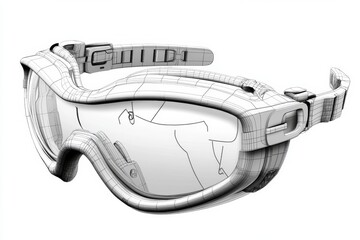 Simple outline of safety goggles with clean lines, capturing the essential focus on eye protection, symbolizing clarity and safety