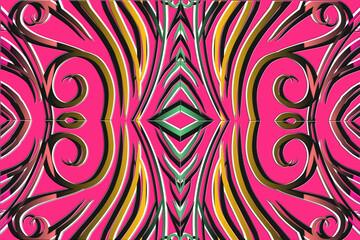 colourful Luxurious batik flower line art pattern of indonesian culture traditional background