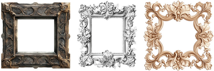 Ornate vintage picture frames in various finishes