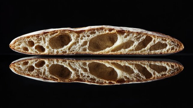 A clear image of a halved gluten free baguette perfect for culinary blogs health food advertising and bakery catalogs