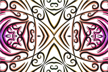 colourful Luxurious batik flower line art pattern of indonesian culture traditional background