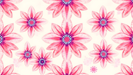 Seamless pattern with watercolor flowers. Hand-drawn illustration.