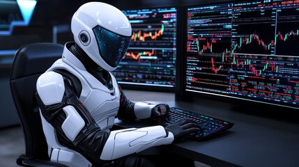 AI Robot Trading Cryptocurrency Stock Market  Digital Finance  Future Technology