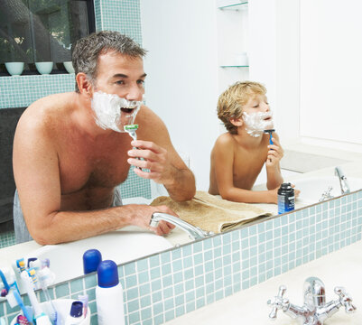 Father Shaving with Son