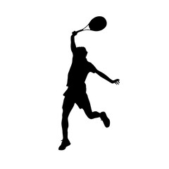 Silhouette of a man playing tennis