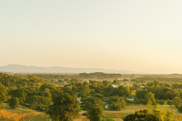 Beautiful sunset at mountain hill layer