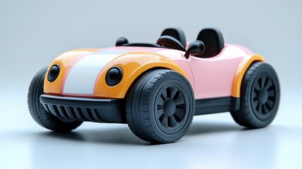 Fototapeta premium A 3D model of a ride-on toy car with a blank label on the front hood.