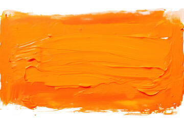 Large swatch of vibrant orange paint in a rectangular block isolated on white background