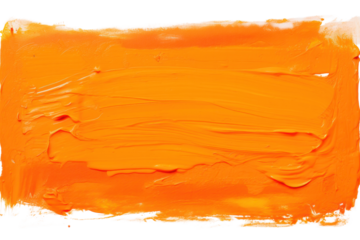 Large swatch of vibrant orange paint in a rectangular block isolated on white background