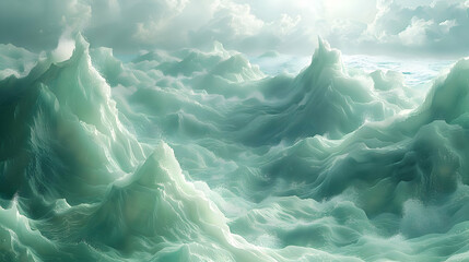 Fototapeta premium Abstract Illustration of Green Ocean Waves