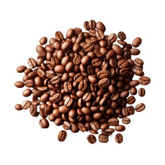 Pile of coffee beans isolated on a transparent background, PNG