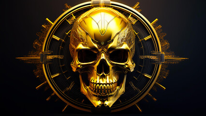  Gold Skull on Dark Background