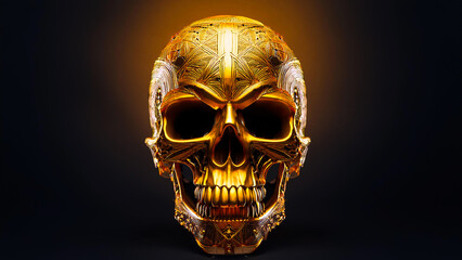 Gold Skull on Dark Background