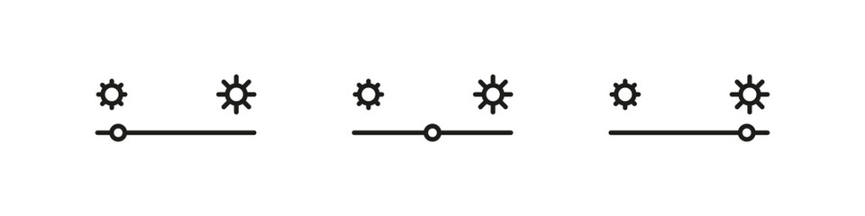 Brightness screen setting slider vector icon set