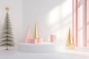 Pastel pink christmas decoration for design and celebration 