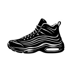 Shoe silhouette vector with white background. Sneakers silhouette 