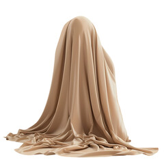 Naklejka premium A beige cloth drapes over a hidden object, creating a sense of mystery and anticipation.